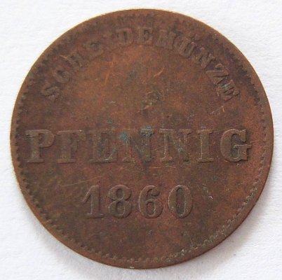  Sachsen Meiningen 1 Pfennig 1860   