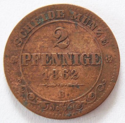  Sachsen 2 Pfennig 1862 B   