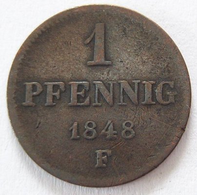  Sachsen 1 Pfennig 1848 F   