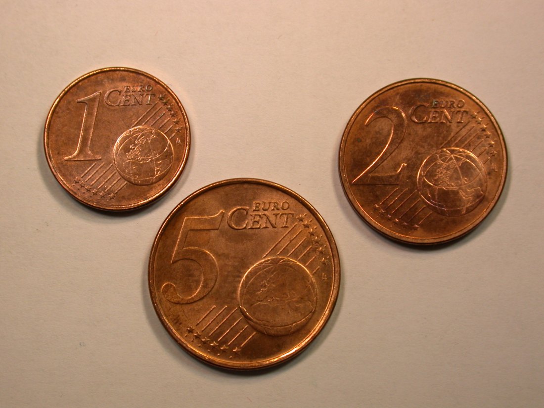  E01 Niederlande 1, 2 und 5 Cent 2000, 2001 u. 2003 in unc mit Zertifikat   Orginalbilder   