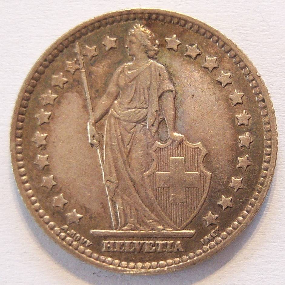  Schweiz 1 Franken 1920 B Silber   