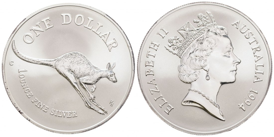 PEUS 3484 Australien 31,1 g Feinsilber. Känguru Dollar SILBER 1994 C Patina, Uncirculated (Kapsel)