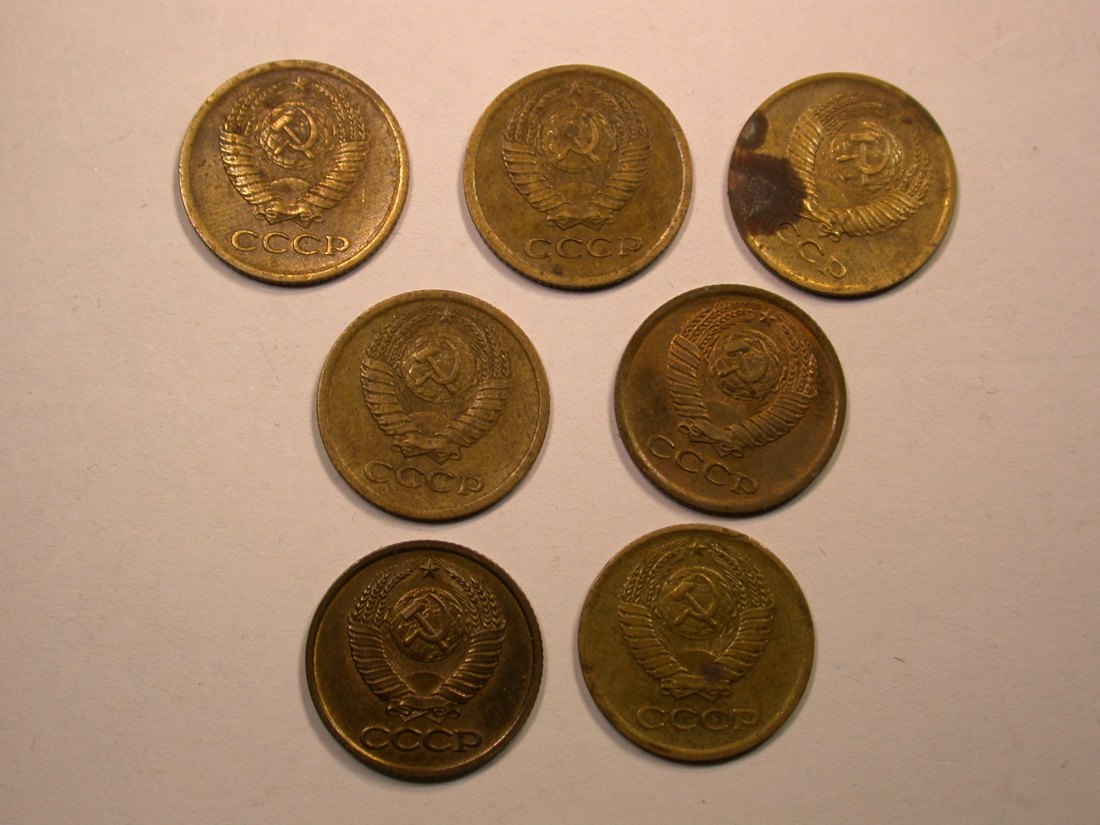  E02  CCCP/Russland  1 Kopeke  1970-1981  7 Münzen Orginalbilder   