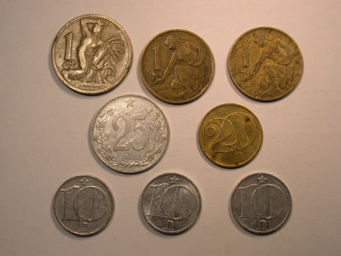 E02 CSSR 8 Münzen 1922-1987 Orginalbilder