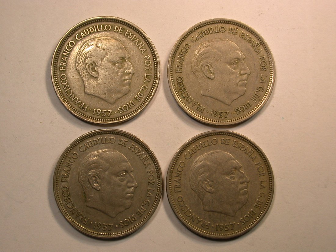  E02  Spanien 25 Ptas (1957) Franco 2x1958, 1x1959,61  Orginalbilder   