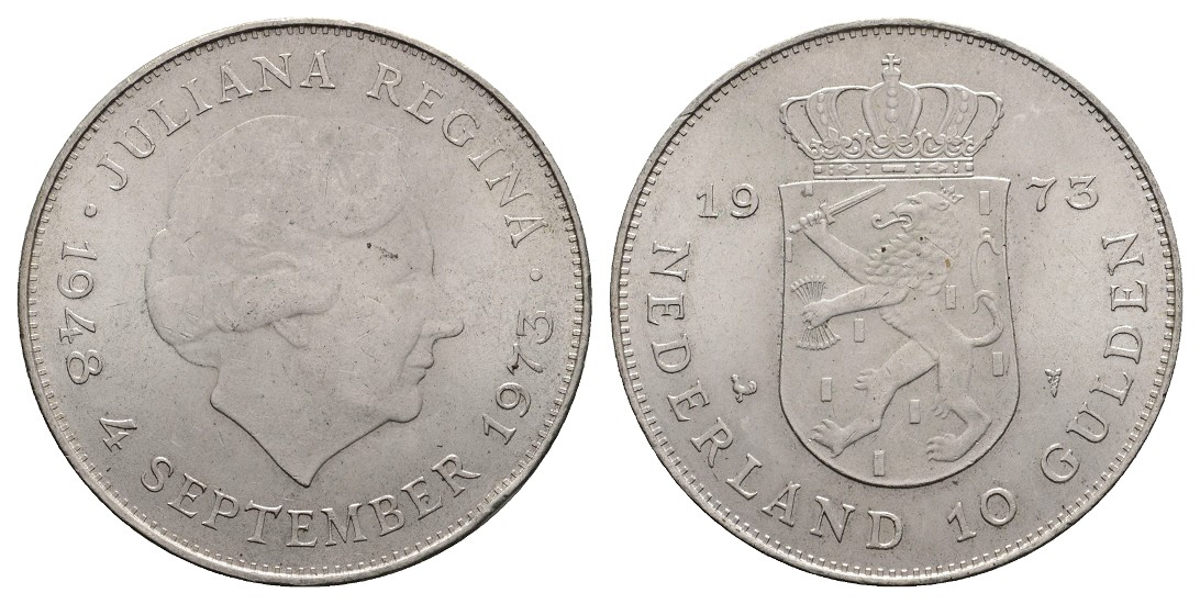  Linnartz Niederlande 10 Gulden 1973 - 25,0 Gramm, f.stgl   