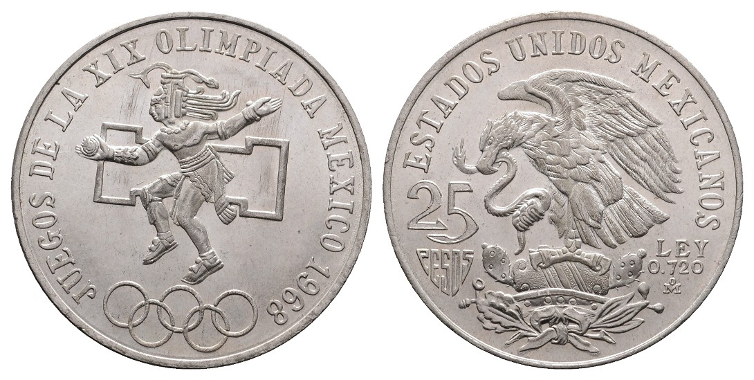  Linnartz MEXICO, 25 Pesos 1968, Olympiade Mexico, 22,6 Gr., f.st/st   