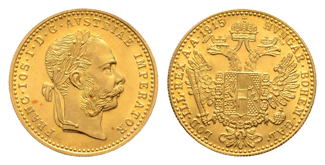  Linnartz Österreich Franz Josef I. 1 Dukat 1915 NP, 3,49g/986er, stgl   