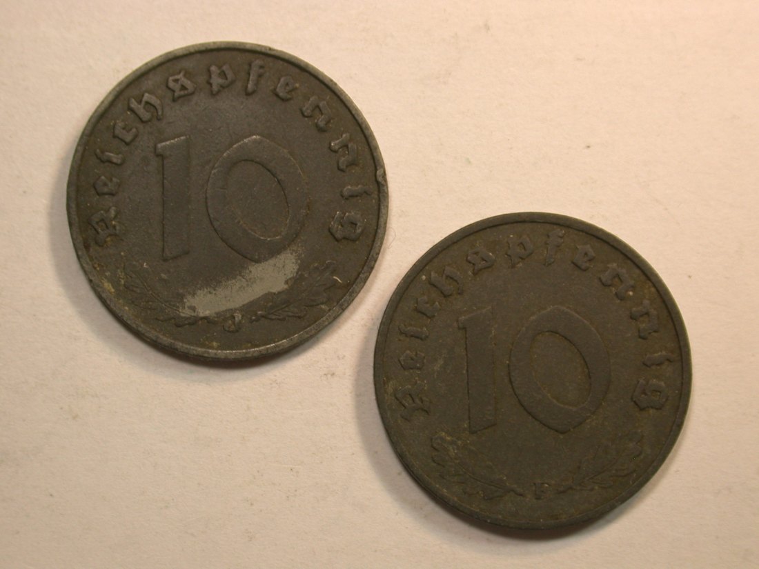  E03  3.Reich  10 Pfennig 1940 J, 1942 F Originalbilder   