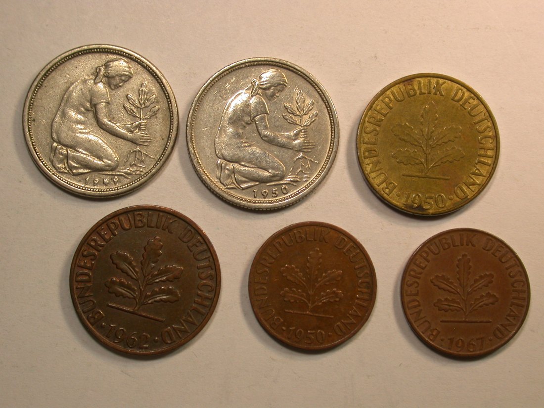  E03  BRD  1949-1967   6 Münzen  Originalbilder   