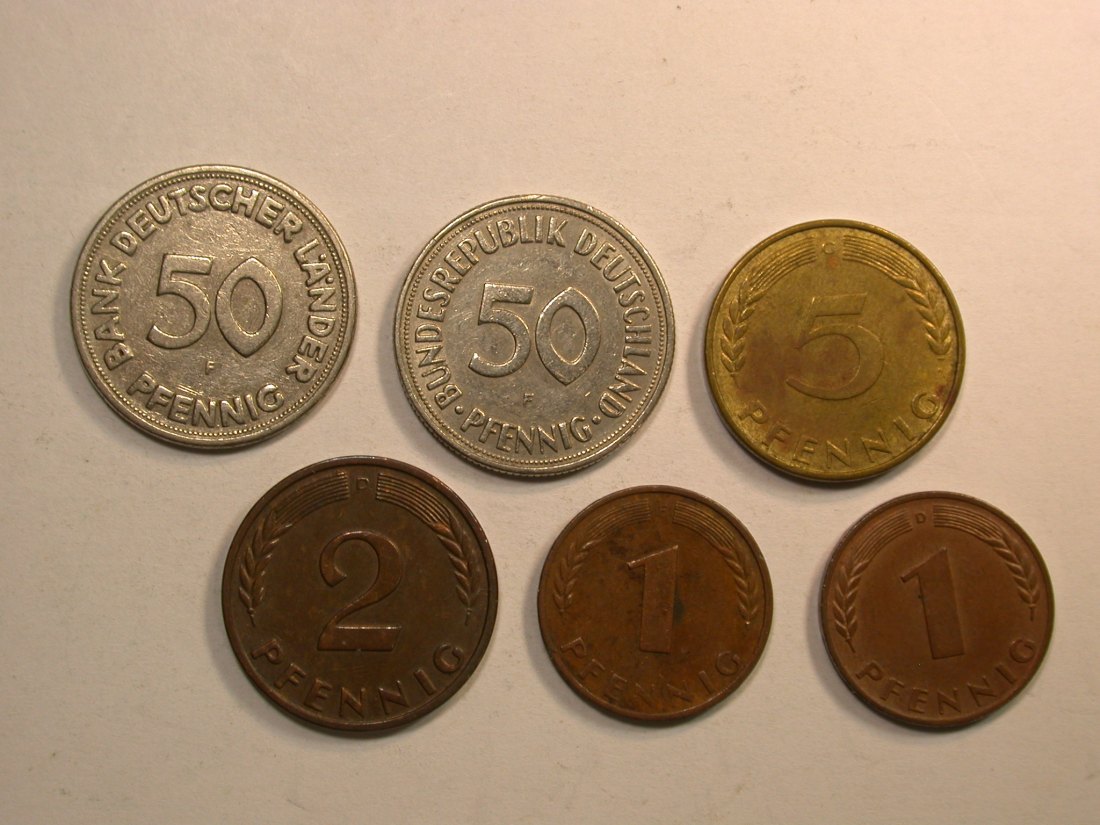  E03  BRD  1949-1967   6 Münzen  Originalbilder   