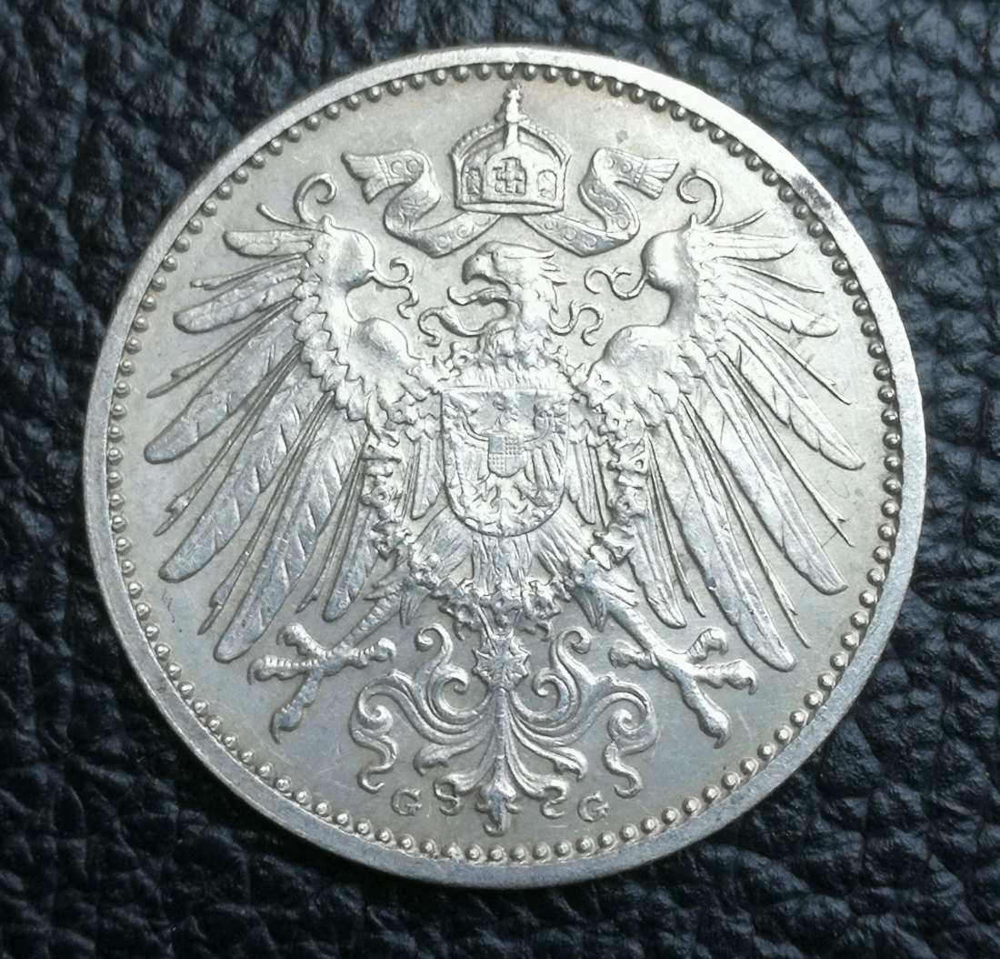  1 Mark 1914 G Silber 0,900 5 Gramm fein Jaeger 17 sehr gute Erhaltung XXL Bilder   