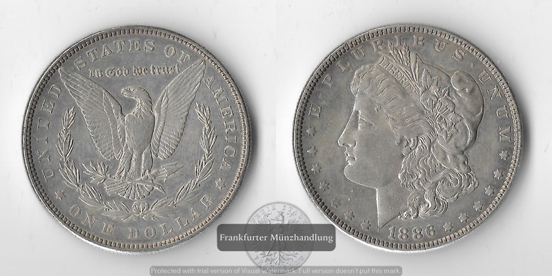  USA  1 Dollar - Morgan Dollar  1886  FM-Frankfurt Feinsilber: 24,06g   