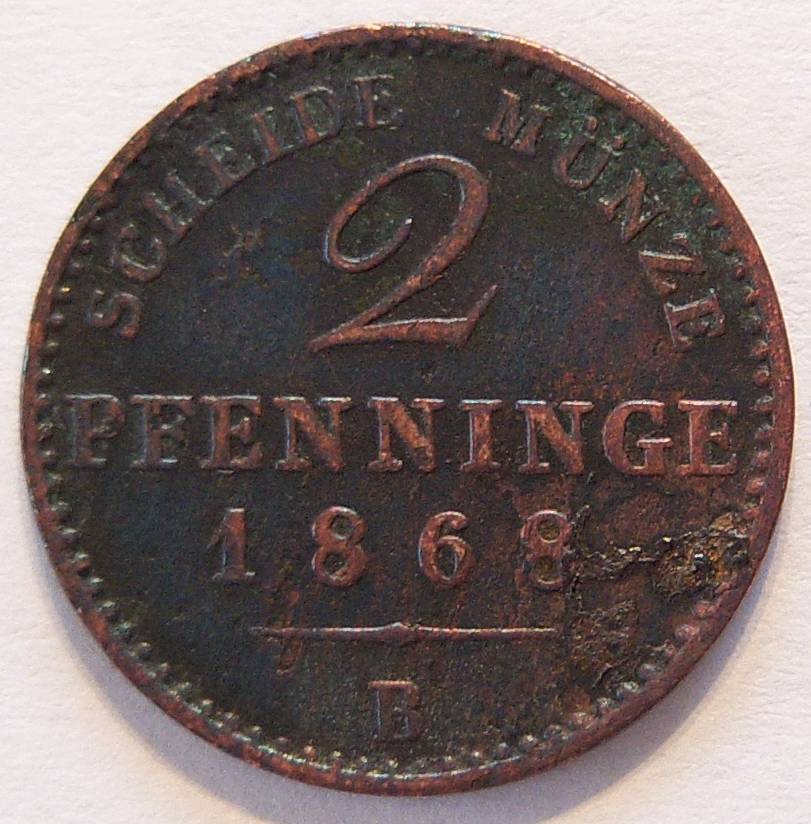  Preussen 2 Pfennig 1868 B   