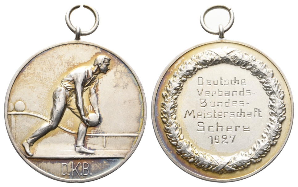  Schere, Medaille 1927; 900 AG, 25,98 g; Ø 40,4 mm, tragbar   