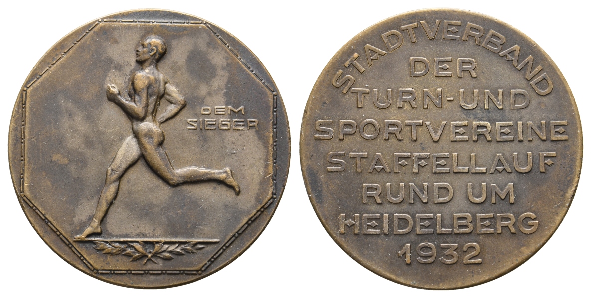  Heidelberg, Medaille 1932; Bronze, 26,42 g; Ø 40,31 mm,   