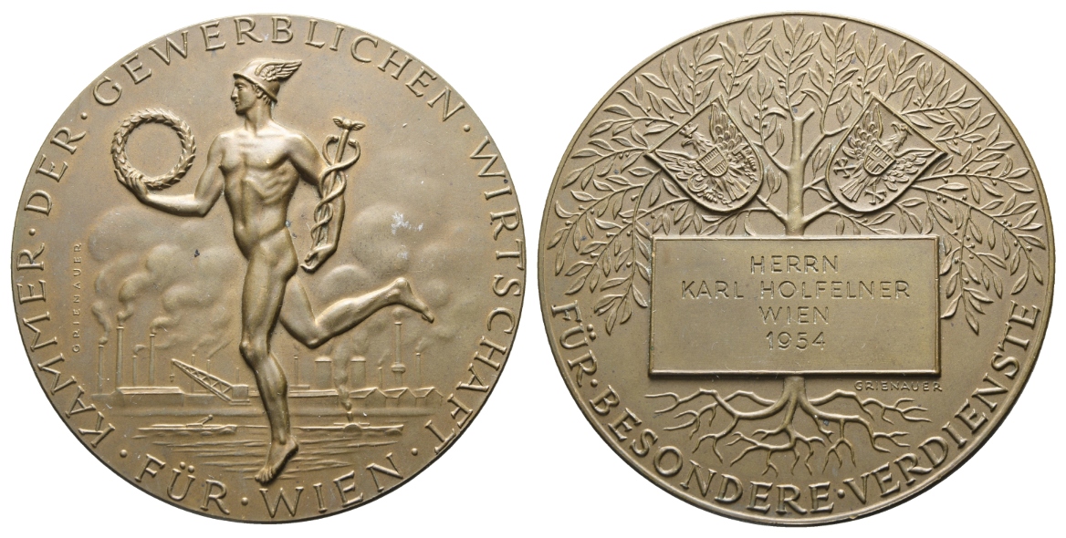  Wien, Medaille 1954; Bronze, 137,57 g; Ø 71,01 mm,   