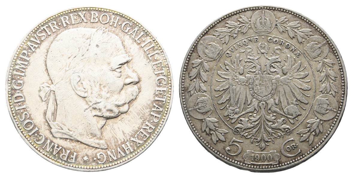  Österreich,5 Kronen, 1900, Randschrift; Silber, 23,96 g; Ø 36,0 mm,   