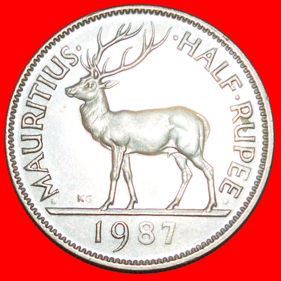  · STAG (1987-2016): MAURITIUS ★ 1/2 RUPEE 1987! LOW START ★ NO RESERVE!   