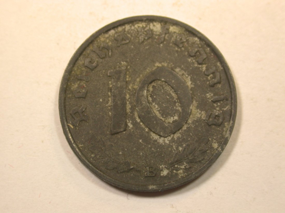  D15 3.Reich  10 Pfennig  1944 B in ss  Originalbilder   