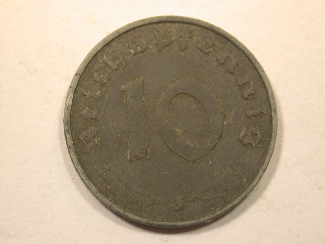  D15 3.Reich  10 Pfennig  1942 J in ss/ss+ Originalbilder   