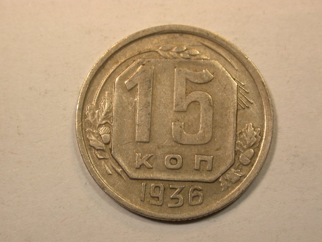 D15 UDSSR 15 Kopeken 1936 in ss Originalbilder