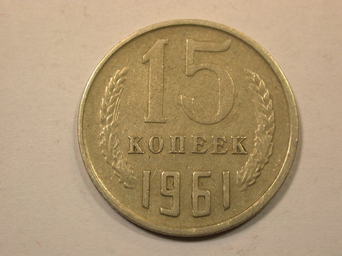  D15 UDSSR  15 Kopeken  1961 in ss+  Originalbilder   