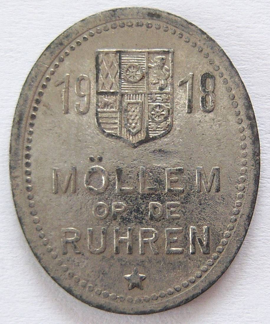  Rheinprovinz - Mülheim 15 Pfennig 1918 Strassenbahn Fahrgeld Möllem op de Ruhren   