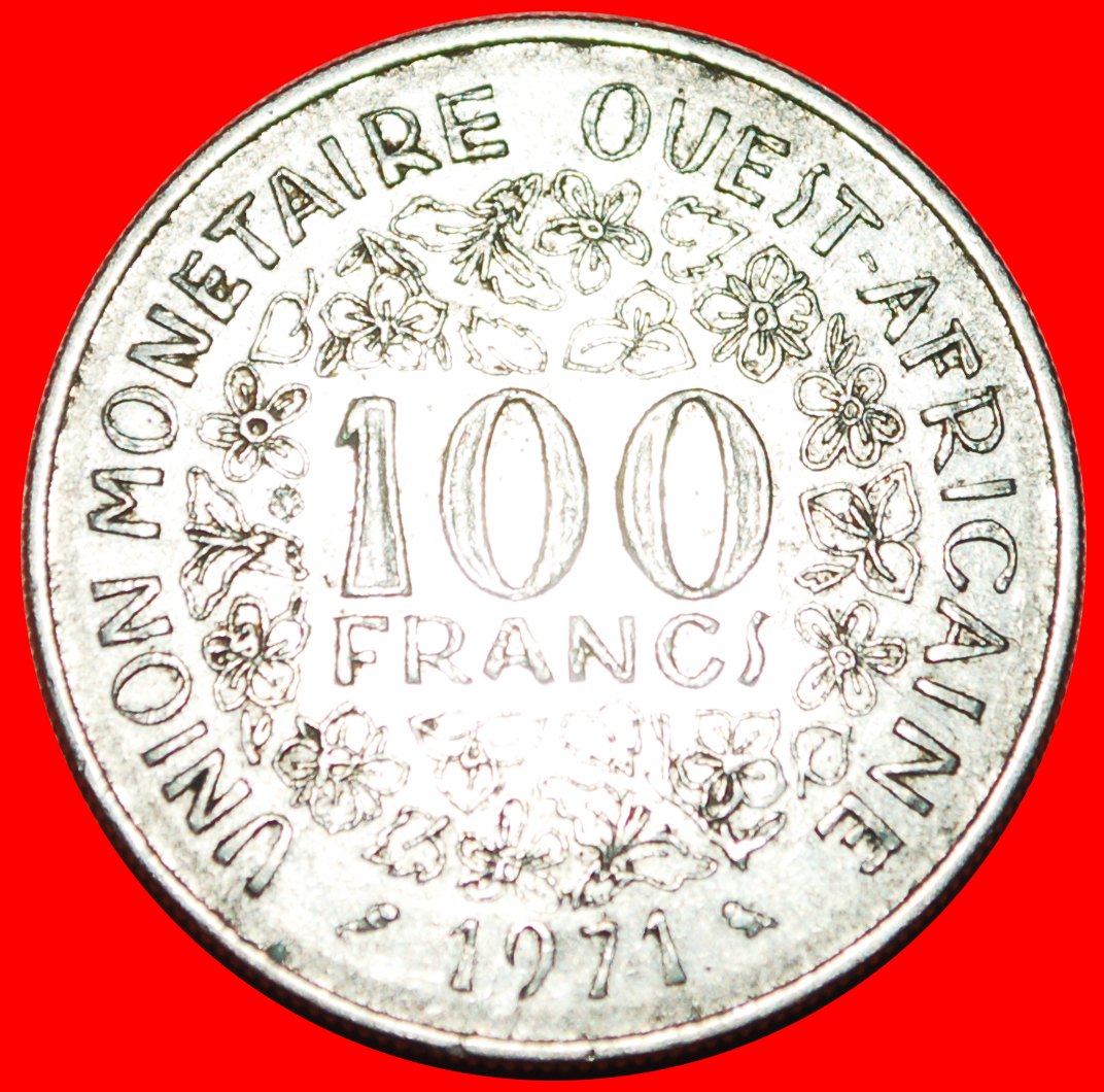  · FRANKREICH GOLDFISCHE UND BLUMEN: WESTAFRIKA ★ 100 FRANCS 1971! OHNE VORBEHALT!   