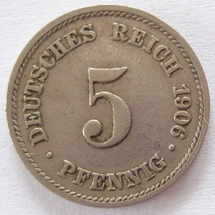  Deutsches Reich 5 Pfennig 1906 E   