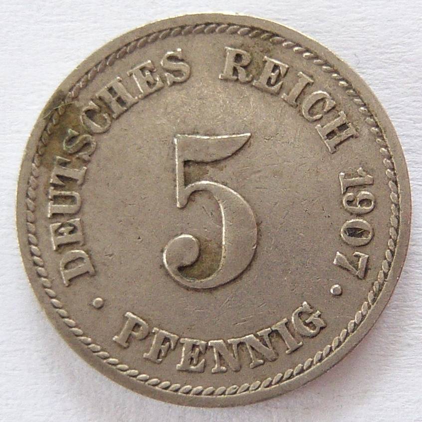  Deutsches Reich 5 Pfennig 1907 E   