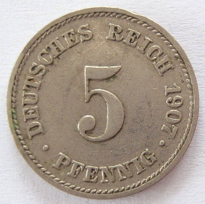  Deutsches Reich 5 Pfennig 1907 J   