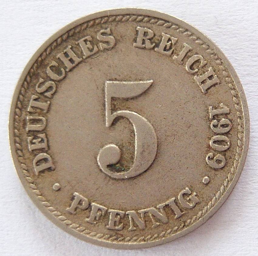  Deutsches Reich 5 Pfennig 1909 D   