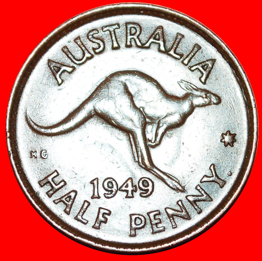  · Georg VI. (1937-1952): AUSTRALIEN ★ 1/2 PENNY 1949 PERTH! KÄNGURU RECHT! OHNE VORBEHALT!   