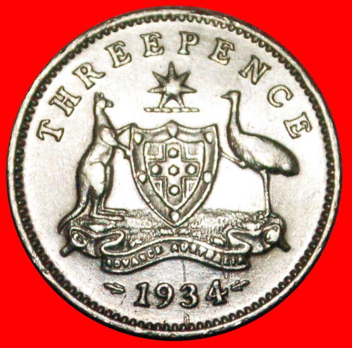  ~ SILBER: AUSTRALIEN ★ 3 PENCE 1934! Georg V. (1911-1936) OHNE VORBEHALT!   