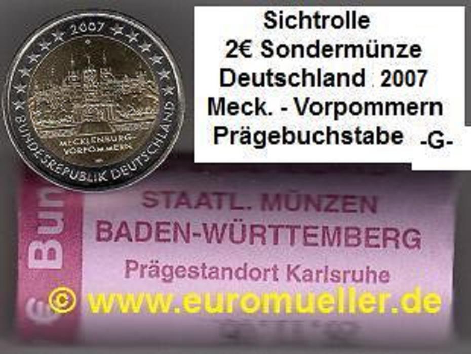 Deutschland Rolle G..2 Euro Sondermünze 2007..Meck.-Vorpom.   