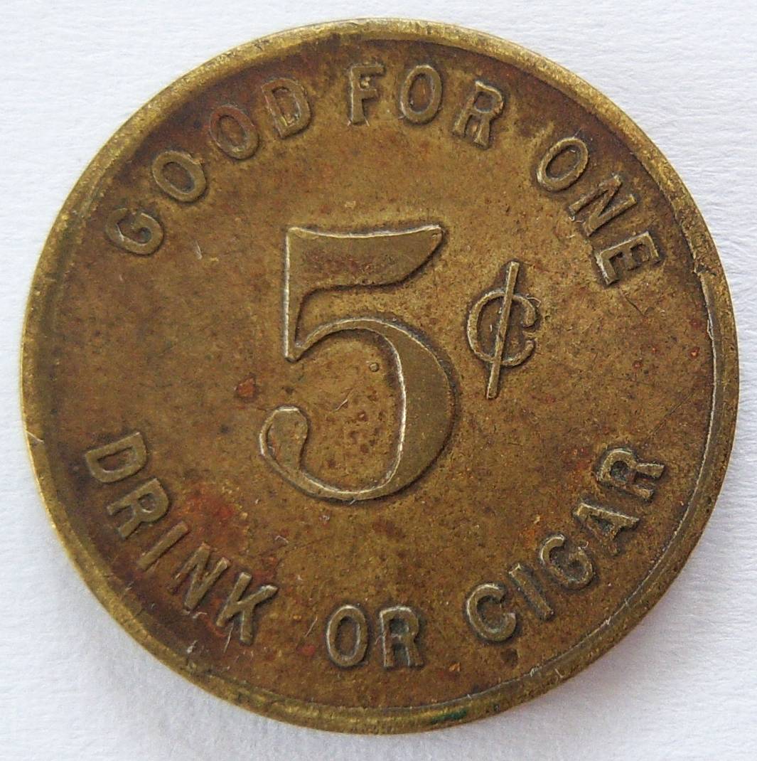 USA unbestimmter Token: FRED NOLL'S SALOON I3th & RESERVOIR STS - GOOD FOR ONE 5 C DRINK OR CIGAR   