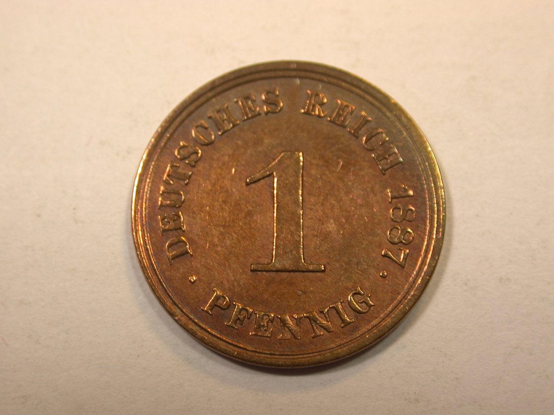  D16  KR  1 Pfennig  1887 E in ss+, geputzt  Originalbilder   