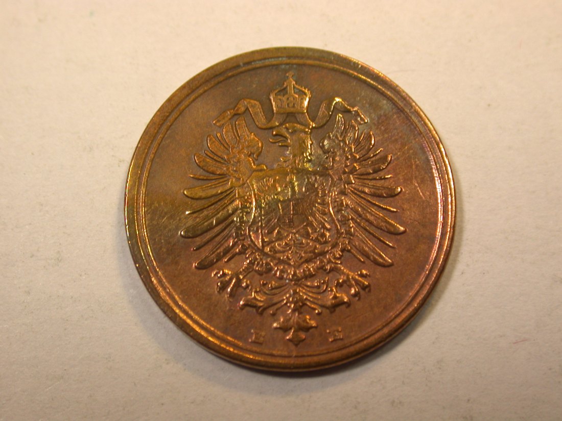  D16  KR  1 Pfennig  1887 E in ss+, geputzt  Originalbilder   