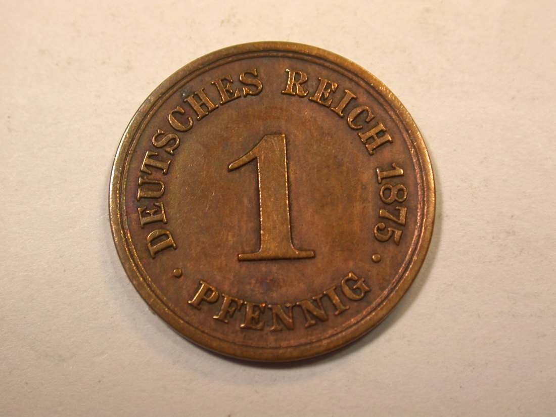 D16  KR  1 Pfennig  1875 B in s-ss  Originalbilder   