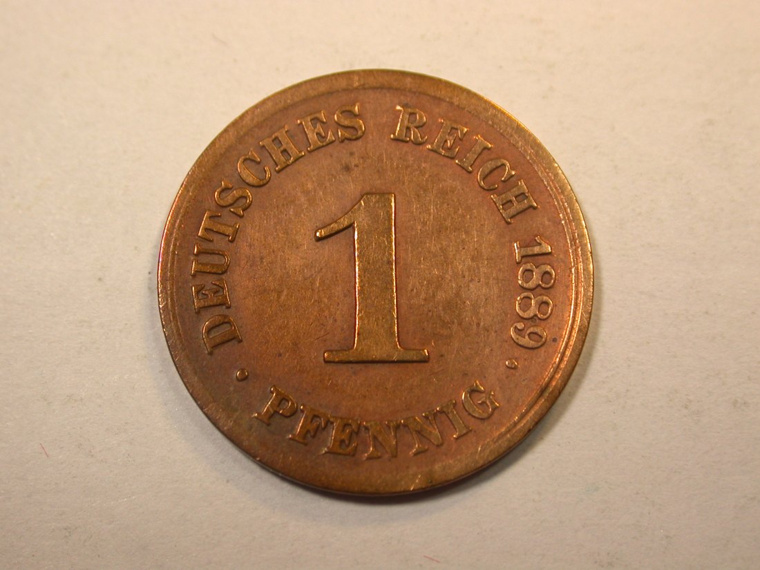 D16 KR 1 Pfennig 1889 F in s-ss Originalbilder