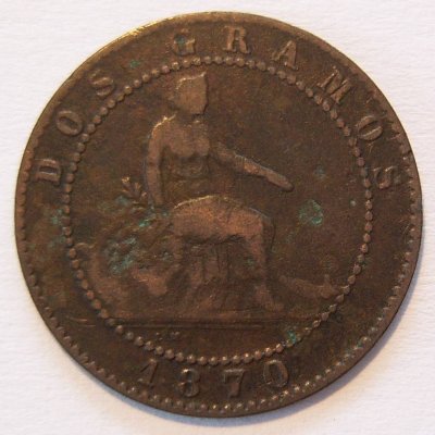  Spanien 2 Centimos 1870   