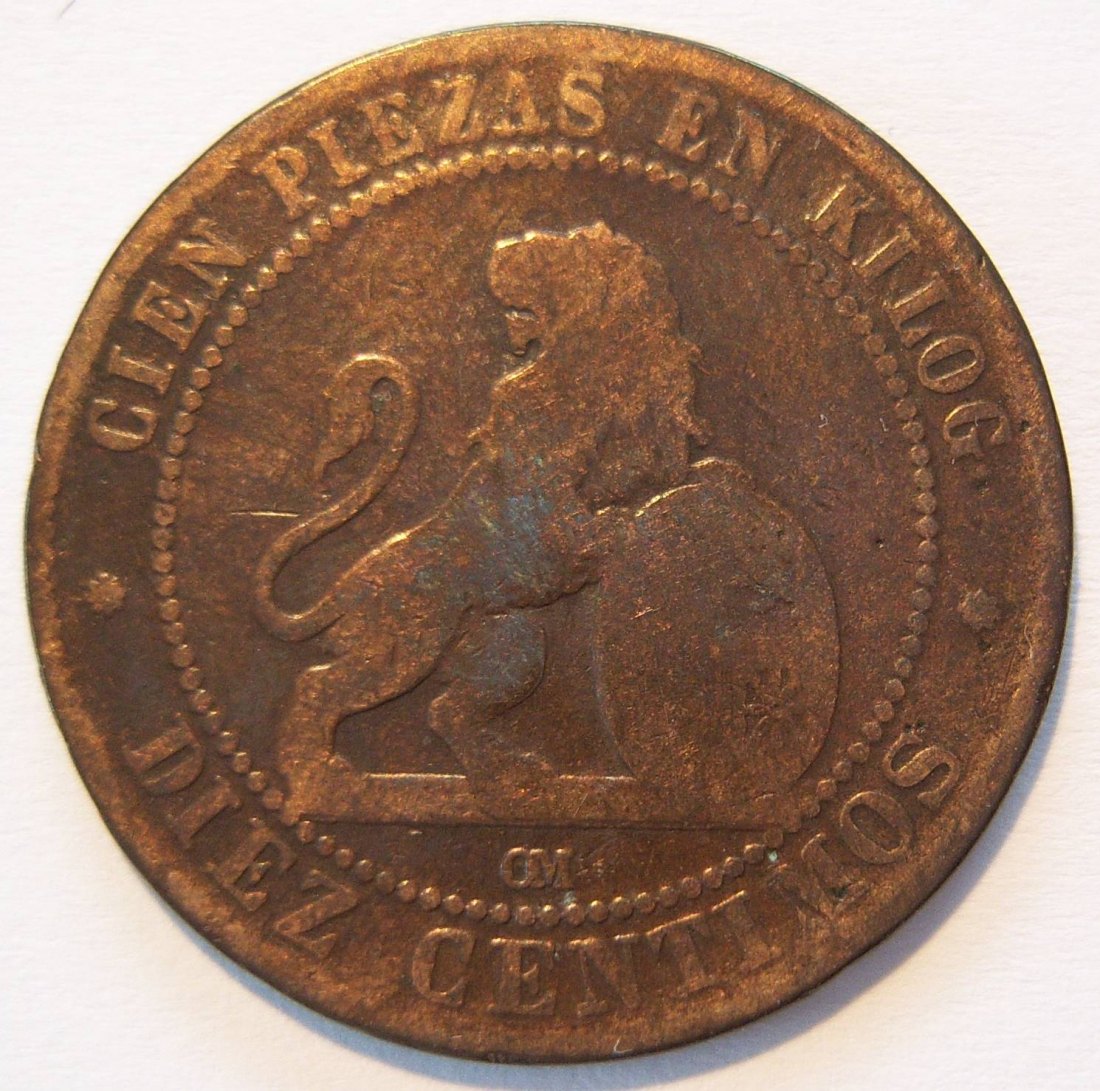  Spanien 10 Centimos 1870   