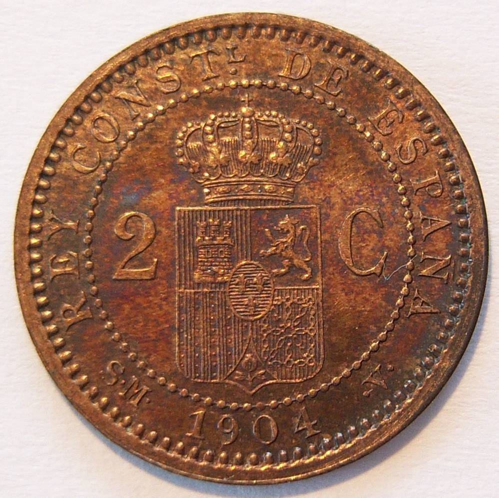  Spanien 2 Centimos 1904   