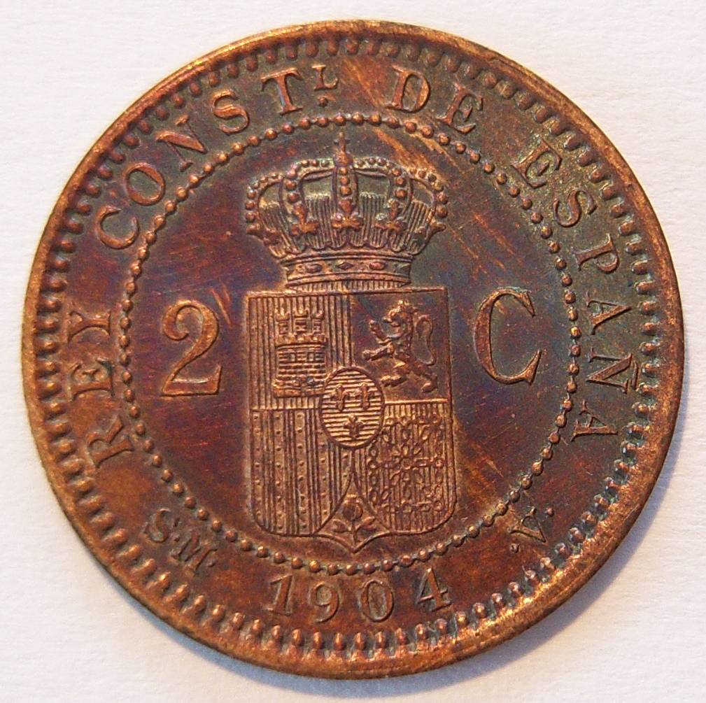  Spanien 2 Centimos 1904   