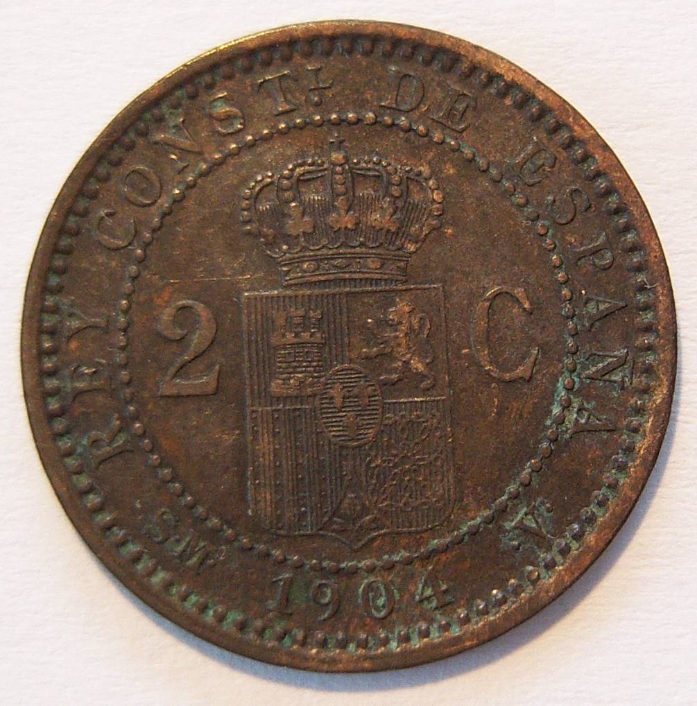  Spanien 2 Centimos 1904   