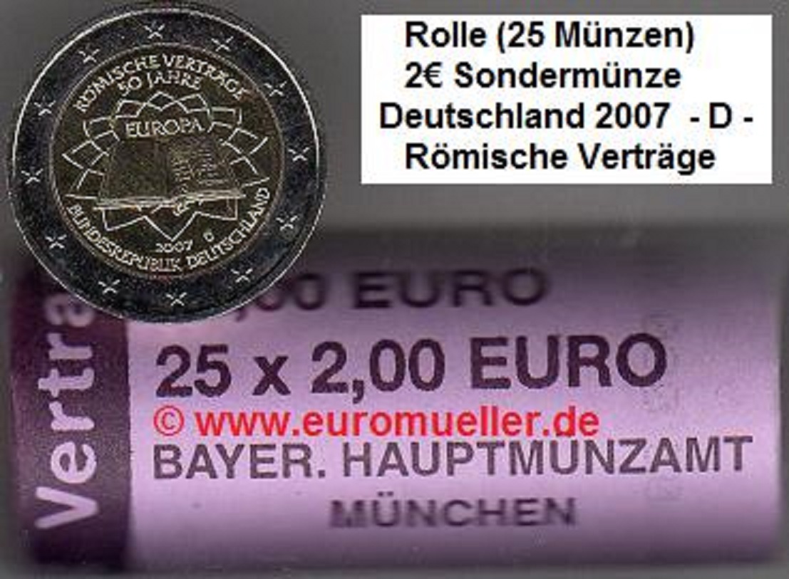 Deutschland Rolle D...2 Euro Sondermünze 2007...RV   