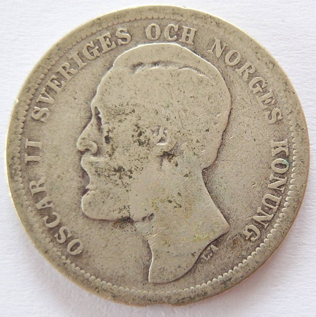  Schweden 1 Krone Krona 1880 Silber   