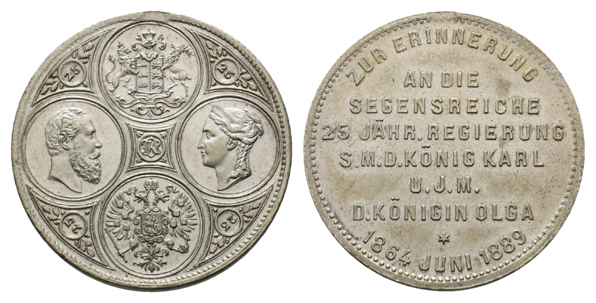  Medaille 1889, versilbert, entfernte Öse; 7,83 g, Ø 28,4mm   