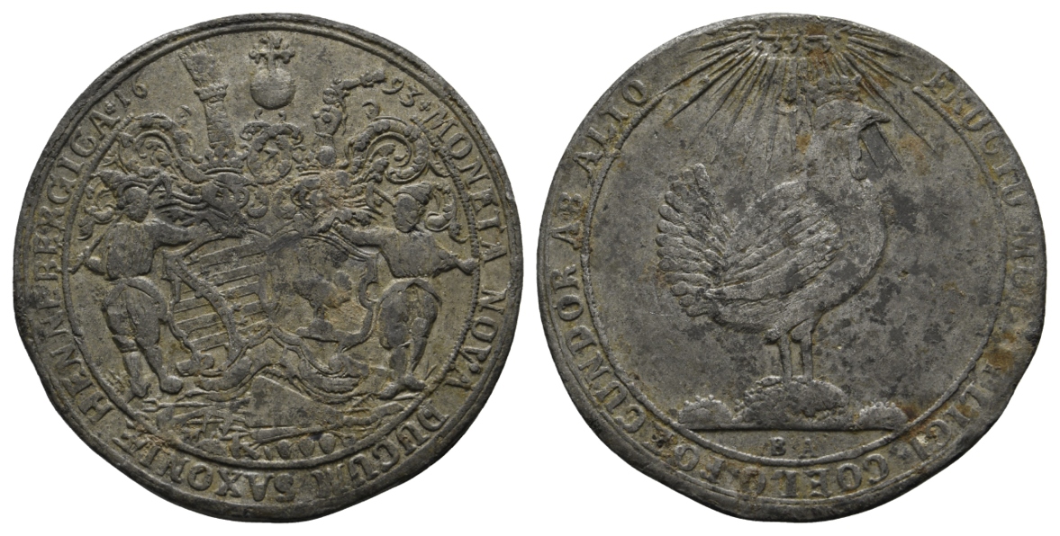  Henneberg Medaille 1693, kein Original; alter Zinnabguß; 21,07 g, Ø 45,5 mm   